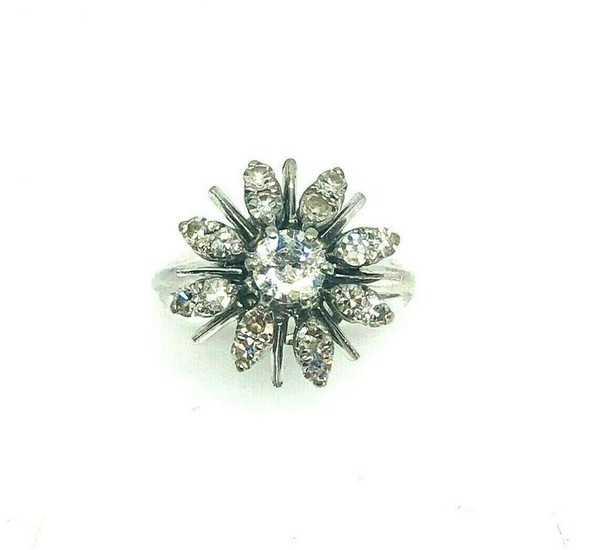 1960's Diamond Flower White Gold Ring