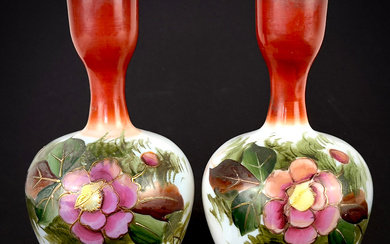 19TH C. OPLALINE GLASS VASES.