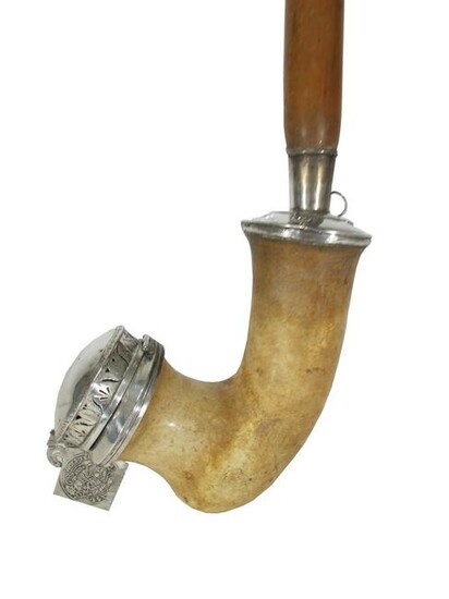 19th C Austrian large silver & meerschaum pipe
