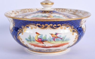 19th c. English porcelain sucrier and cover painted