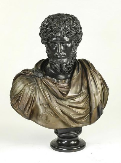 19th c. bronze bust of a classical figure, 33"h