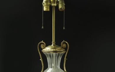 19th century French crystal and bronze lamp