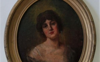 19thc Portrait of a Young Lady, Oil on Board
