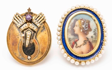 2 Gold Brooches
