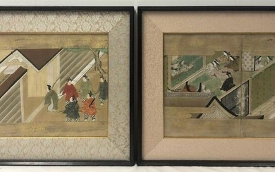 2 JAPANESE GOUACHE/WATERCOLOR PAINTINGS ON PAPER