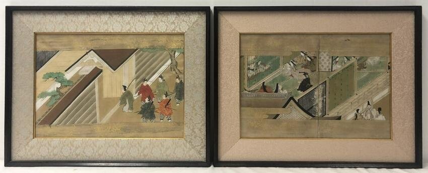 2 JAPANESE GOUACHE/WATERCOLOR PAINTINGS ON PAPER