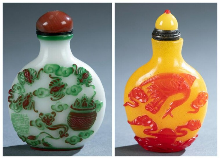 2 Peking glass overlay snuff bottles.
