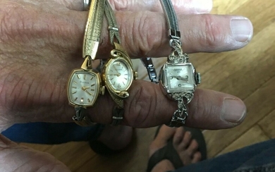 2 Vintage Bulova 17Ladies Wrist Watch And 1 Longine 17 Jewels Parts Or Repair