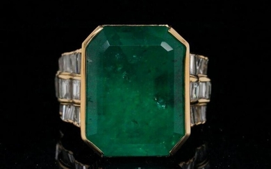 20.15ct Emerald, 3.25ctw Diamond and 18K Ring