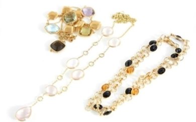 Gemstone and gold necklace (3pcs)
