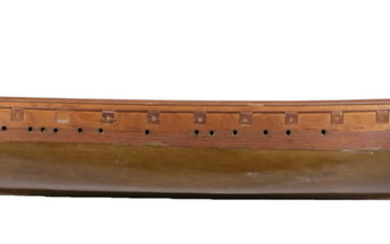 UNFINISHED 19TH C. FULL HULL BOAT MODEL