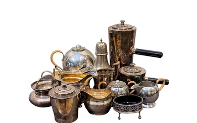 20th Century A group of silver and pewter tableware [a] Five...