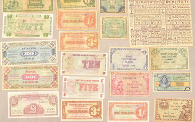 22 banknotes Western Germany and military currency