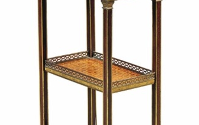 A FRENCH GILT-METAL MOUNTED MAHOGANY AND PARQUETRY ETAGERE, LATE 19TH CENTURY
