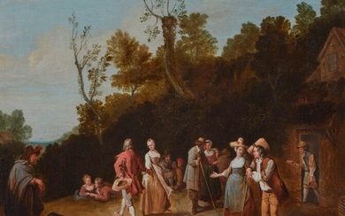 262 Pieter ANGELLIS (1685- 1734) Noces villageoises Toile Hauteur : 47 cm Largeur : 58...