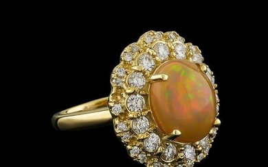 2.75 ctw Opal and Diamond Ring - 14KT Yellow Gold