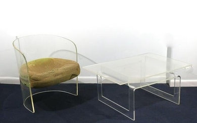 (2pc) PACE COLLECTION & OTHER LUCITE FURNITURE