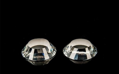 2pc Swarovski Crystal Figurine, Faceted Glass Display