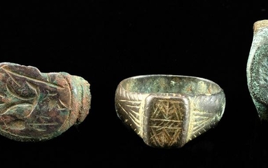 3 Roman Bronze & Leaded Brass Rings