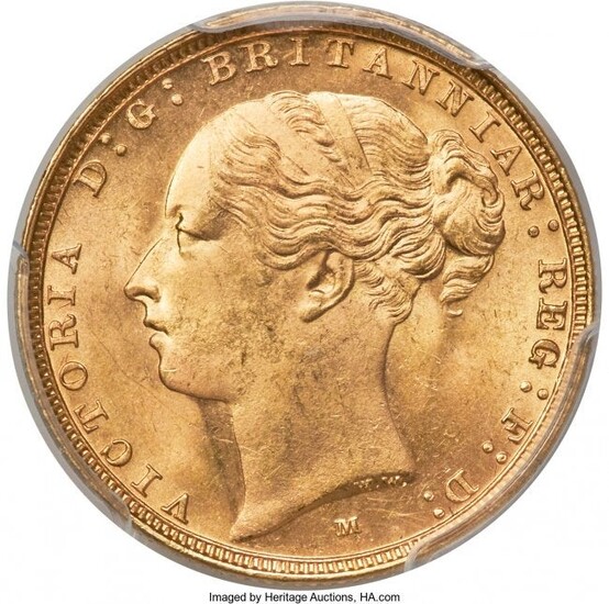 30062: Victoria gold "St. George" Sovereign 1886-M MS65