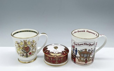 3pc Mugs and Covered Treasure Box, Royal Commemoratives