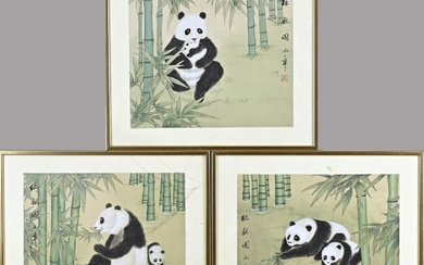 3x Panda painting