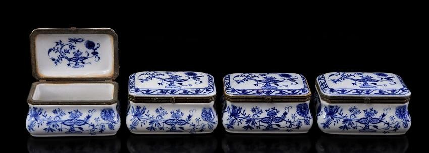4 porcelain lidded containers