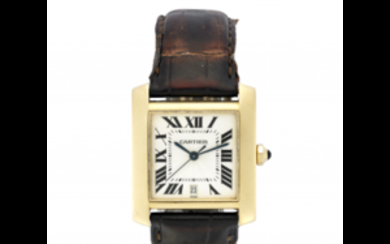 CARTIER TANK FRANCAISE Gent's 18K gold wristwatch 1990s Dial,...