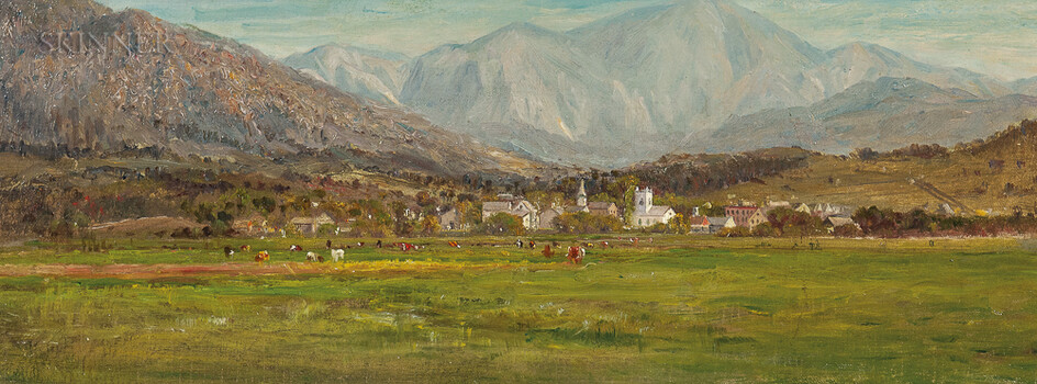 Attributed to John Joseph Enneking (American, 1841-1916) Village at the Foot of the Mountains