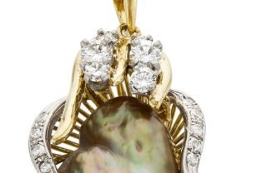 55362: Diamond, Freshwater Cultured Pearl, Gold Enhanc