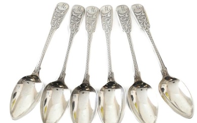 6 Thomas Dene London Sterling Silver Demitasse Spoons, 1789. Figural Snakes