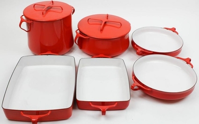 6 pcs. Dansk Kobenstyle Red Enamel Cookware