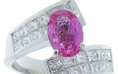 1.90 Carat Oval Pink Sapphire and Princess Cut Diamond