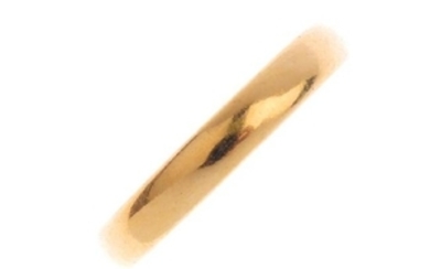 A 1920s 22ct gold band ring. Hallmarks for Birmingham