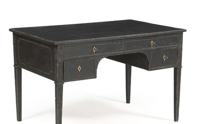 A black-painted Swedish Empire desk. C. 1820. H. 78 cm. W. 125 cm. D. 77 cm.