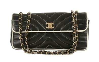 Chanel Black East West Flap Bag, c. 2003-04,...