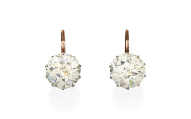 A pair of diamond earrings,, circa 1900