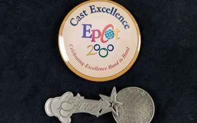 Disney World Epcot 2000 Metal Spoon and Pin Lot of 2