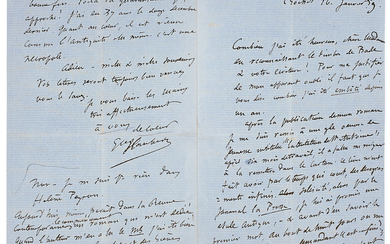 FLAUBERT, Gustave (1821-1880). Lettre autographe signée à Elisa Schlésinger. Croisset, 16 janvier 1859.