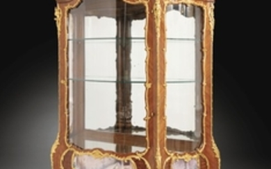 François Linke (1855 - 1946) A French gilt-bronze mounted rosewood and painted enamel vitrine, circa 1900