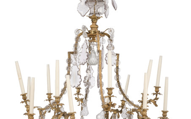 A FRENCH ORMOLU, CRYSTAL AND CUT-GLASS SIXTEEN LIGHT CHANDELIER, 19TH CENTURY