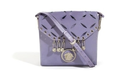 A Gianni Versace Purple Leather Safety Pin Shoulder Bag