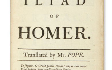 HOMER. The Iliad of Homer. Translated by Mr. [Alexander] Pope. The Second Edition....