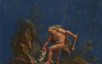 Italian School, 18th century, Hercules Wrestling with the Cretan Bull