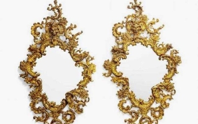 A LARGE PAIR OF 19TH C. GILT BRONZE MIRRORS