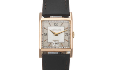 LeCoultre. A 14K gold manual wind square wristwatch