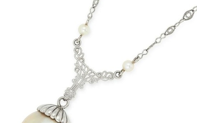 NATURAL SALTWATER PEARL PENDANT set with a natural