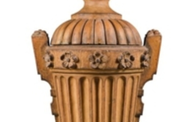 A Neoclassical style terracotta garden urn and cover, probably late 19th century