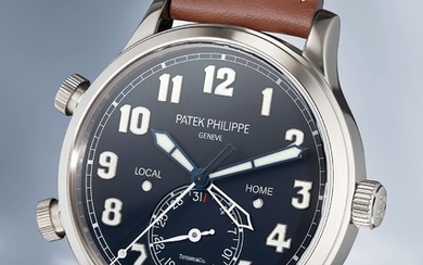 Patek Philippe, Ref. 5524G An unusual and extremely rare white gold dual time automatic wristwatch with center seconds, date, certificate and box
