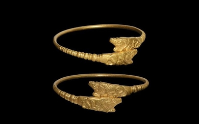 Scythian Gold Bracelet with Lion Attacking an Ibex